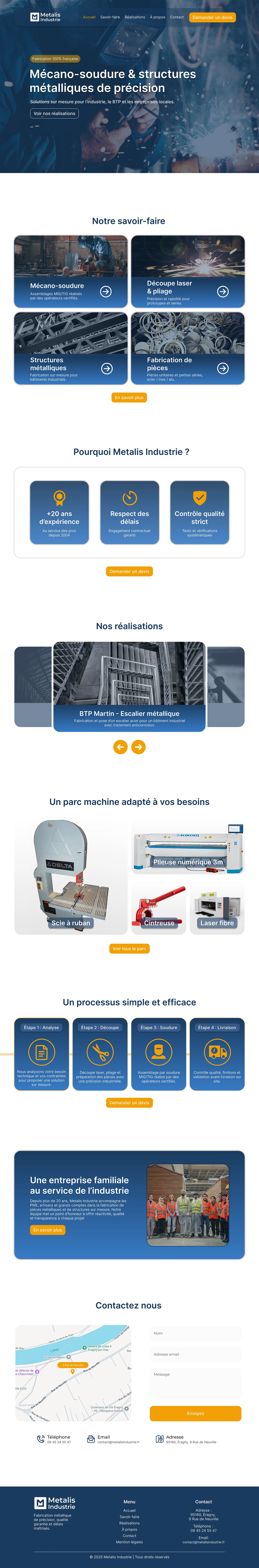 Site web professionnel pour l’entreprise Metalis Industrie